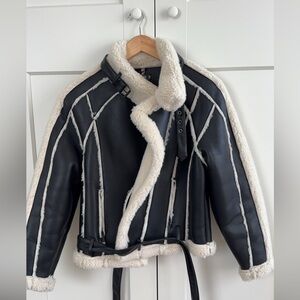 Misguided Premium Borg Belted Aviator Jacket 🖤